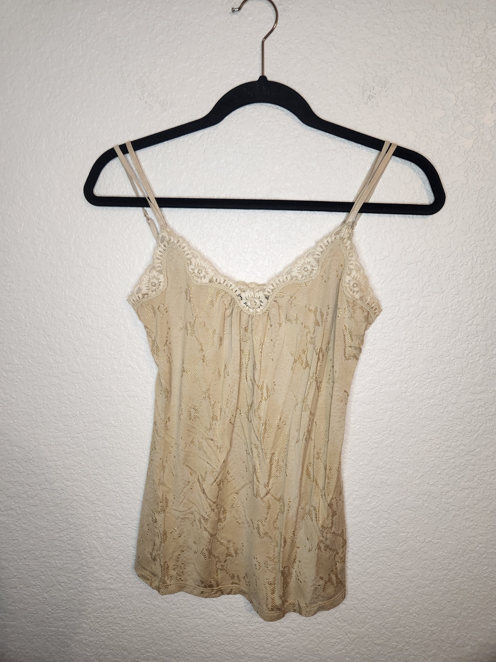 Express Lace Trim Beige Cami Tank Top size S y2k